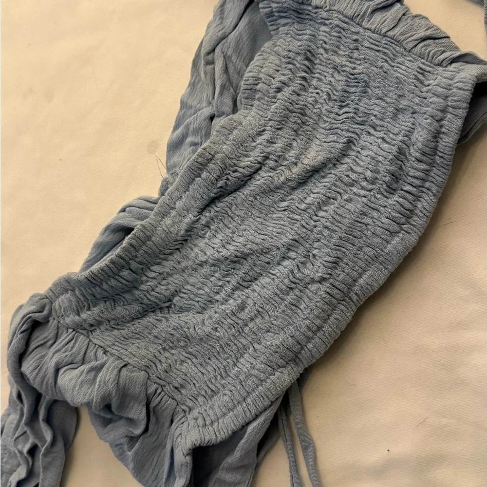 Light Blue Ruched Crop Top - Picture 4 of 4